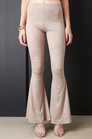 Faux Suede Bell Bottom Pants