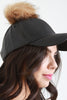 Vegan Leather Pom Pom Baseball Hat