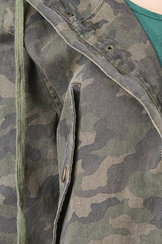 Longline Camouflage Hooded Jacket