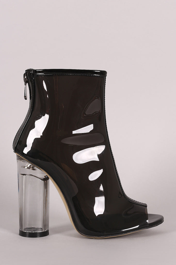 Lucite Peep Toe Rounded Heel Ankle Boots