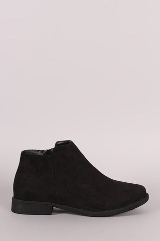 Bamboo Suede Flat Ankle Boots