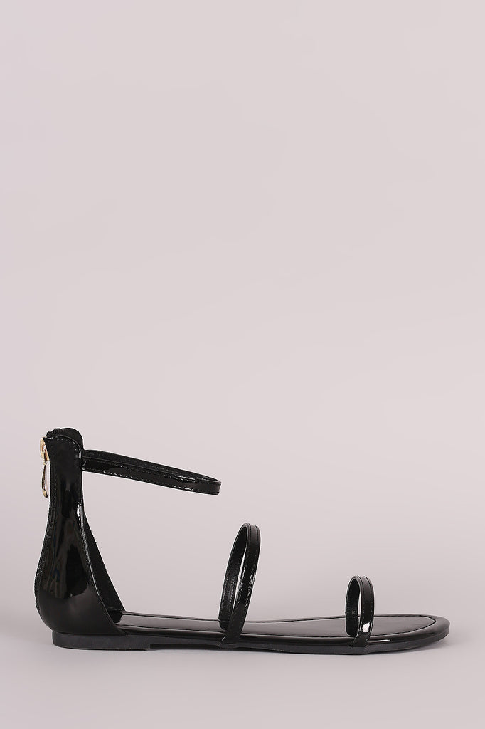 Liliana Patent Triple Straps Open Toe Flat Sandal