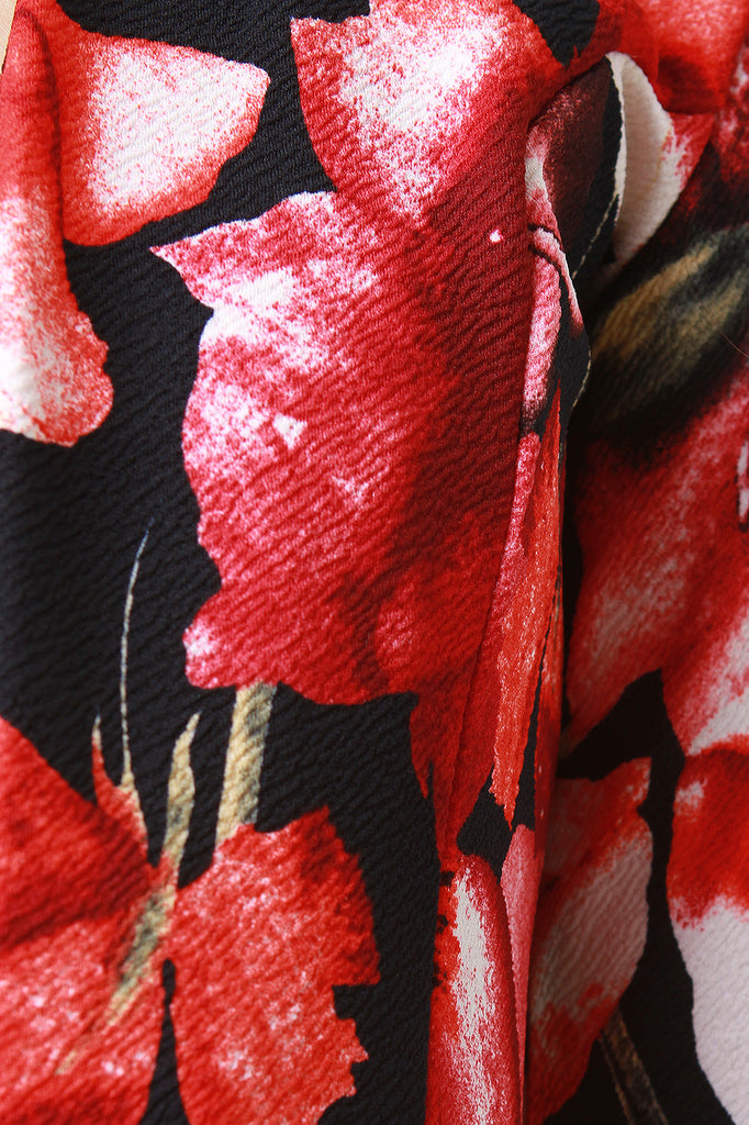 Textured Knit Floral Print Collarless Blazer