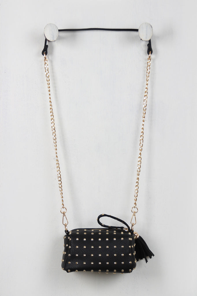 Studded Chain Link Tassel Mini Bag