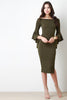 Bell Sleeve Bardot Midi Dress
