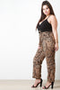Contrast Textured Surplice Leopard Print Jumpsuit