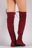Back Lace Up Over-The-Knee Suede Flat Boots