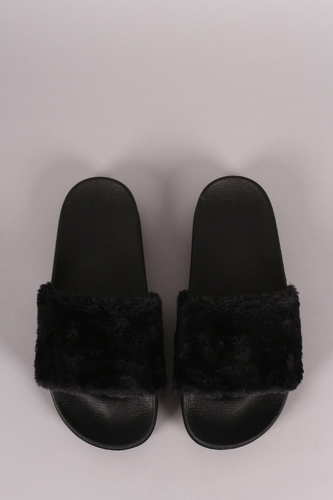 Fur Open Toe Slide Sandal