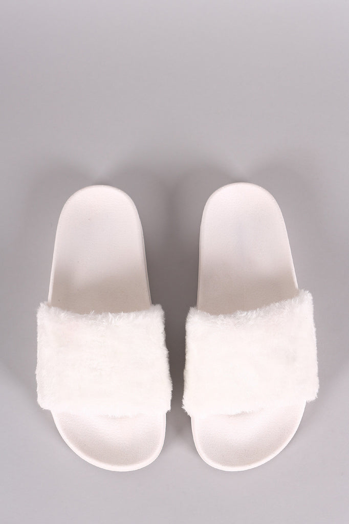 Fur Open Toe Slide Sandal