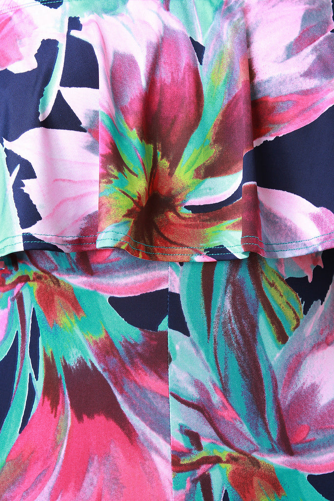Tropical Flower Off The Shoulder Maxi Dress