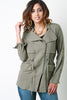 Drawstring Waist Long Sleeves Utility Jacket