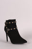 Anne Michelle Studded Strap Pointed Toe Stiletto Booties