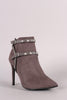 Anne Michelle Studded Strap Pointed Toe Stiletto Booties