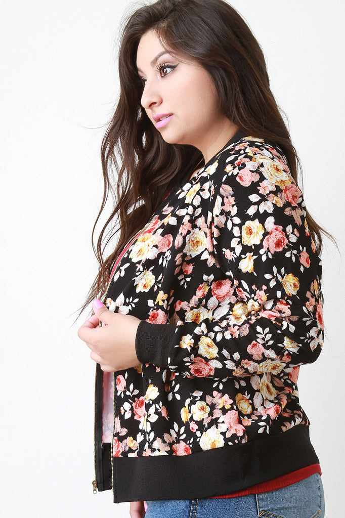 Floral Zip Up Jacket