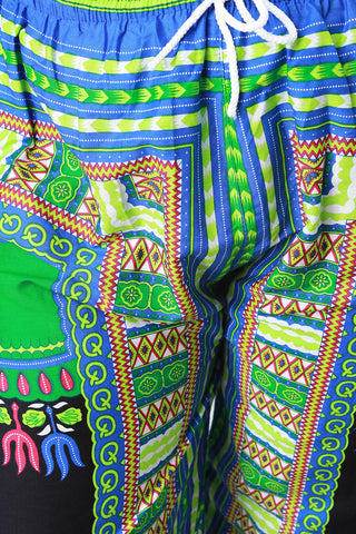 African Print Wide Leg Drawstring Pants