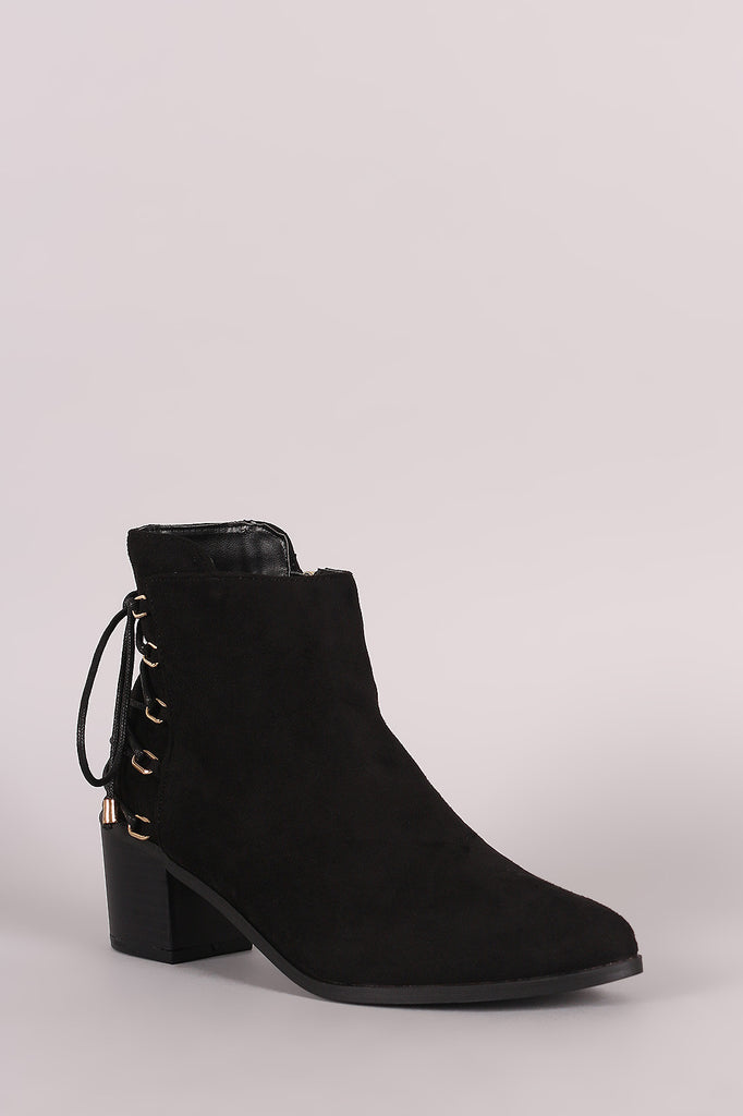 Liliana Suede Back Lace-Up Chunky Heeled Ankle Boots