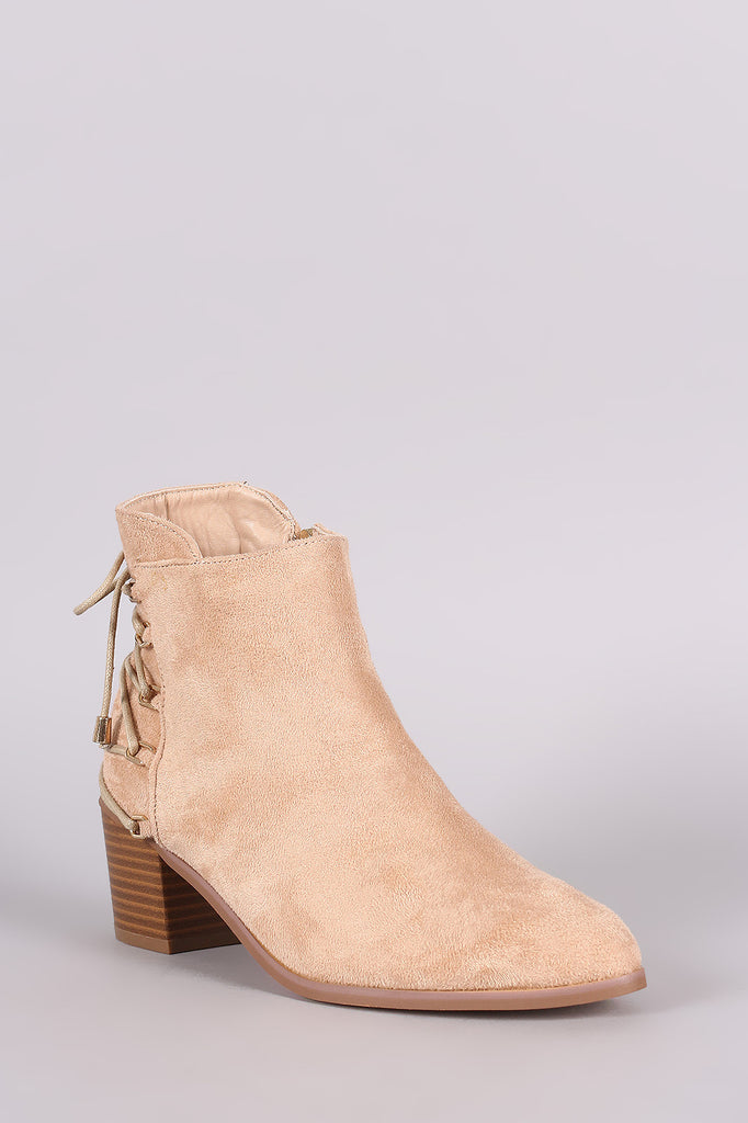 Liliana Suede Back Lace-Up Chunky Heeled Ankle Boots