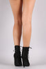 Liliana Suede Ruched Pointy Toe Lace Up Booties