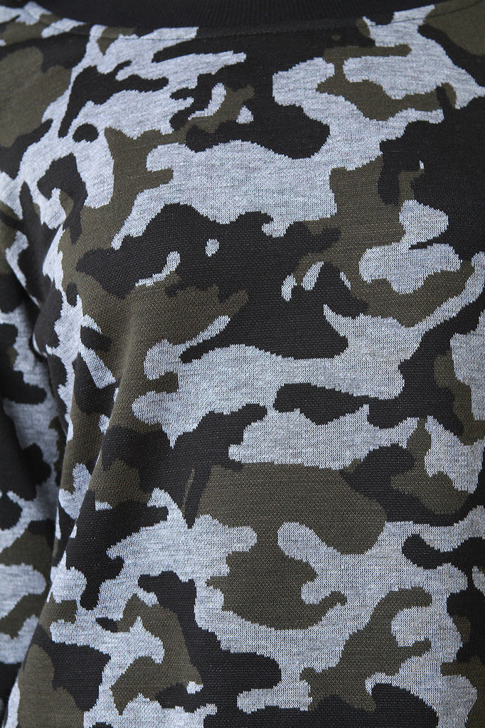 Tie Back Camouflage Sweater Top