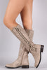 Bamboo Nubuck Corset Lace Up Riding Knee High Boots
