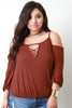 Cold Shoulder Criss Cross Key Hole Blouse