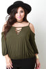 Cold Shoulder Criss Cross Key Hole Blouse